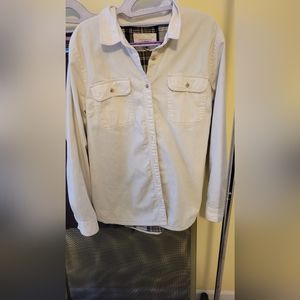 LL Bean Women's Flannel lined shirt. Cream. Size L.